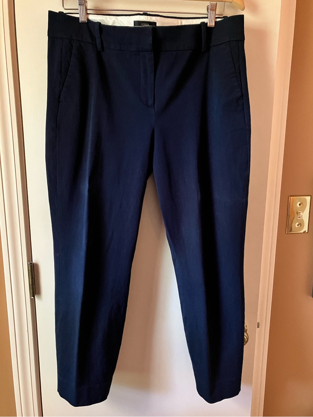 J. Crew Cameron slim cropped pant in navy bi-stretch cotton blend | Size 14